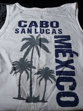 White Cabo San Lucas Mexico Palm-Print Tank Top